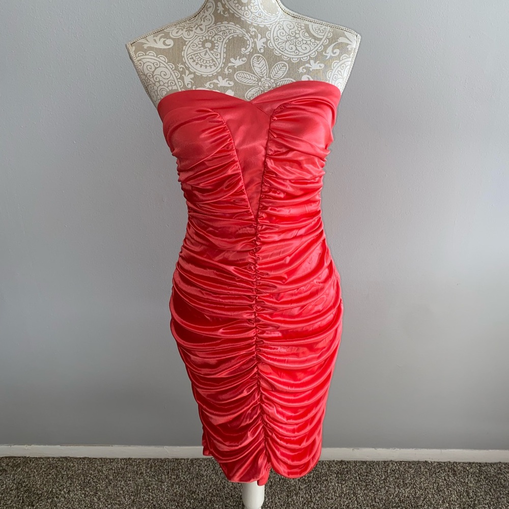 Ruby Rox Orange Bodycon Ruched Dress